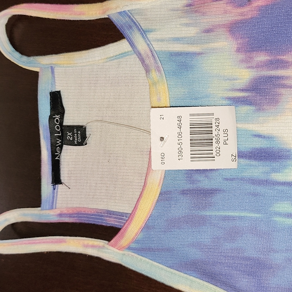 Spring Pastel Tie-Dye Racerback Muscle Maxi Dress With Crosses Front Hem Size 2X - Picture 13 of 13